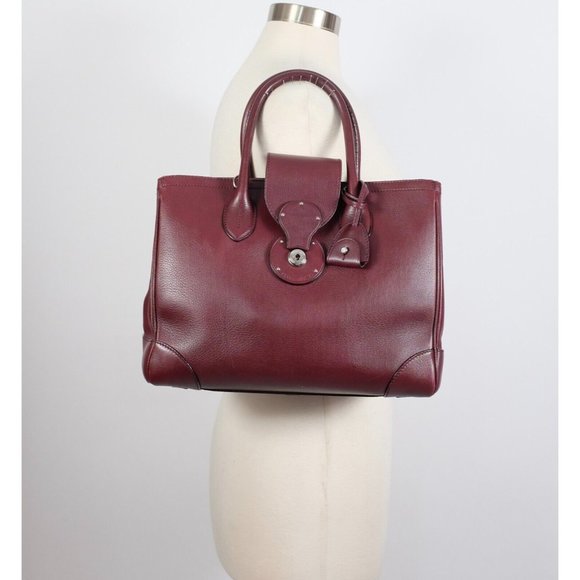 Ralph Lauren Purple Label Collection bag handbag Ricky soft burgundy open top - Picture 6 of 16